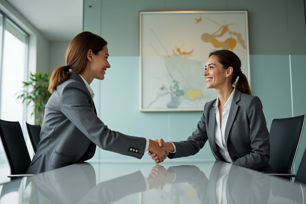 Jeune avocate serrant la main d