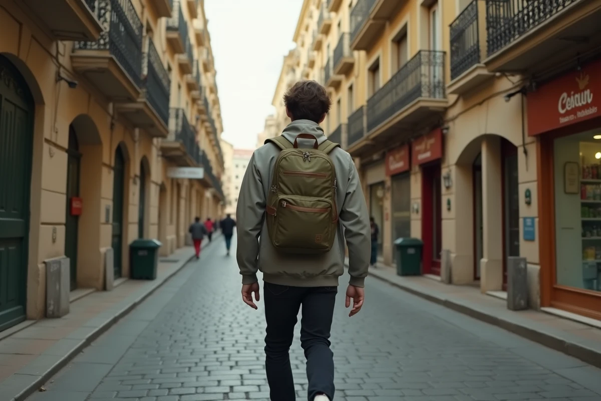 Étudiant naviguant seul dans une rue étroite d'un quartier sensible de Marseille