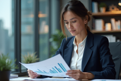 Femme professionnelle analysant des graphiques financiers