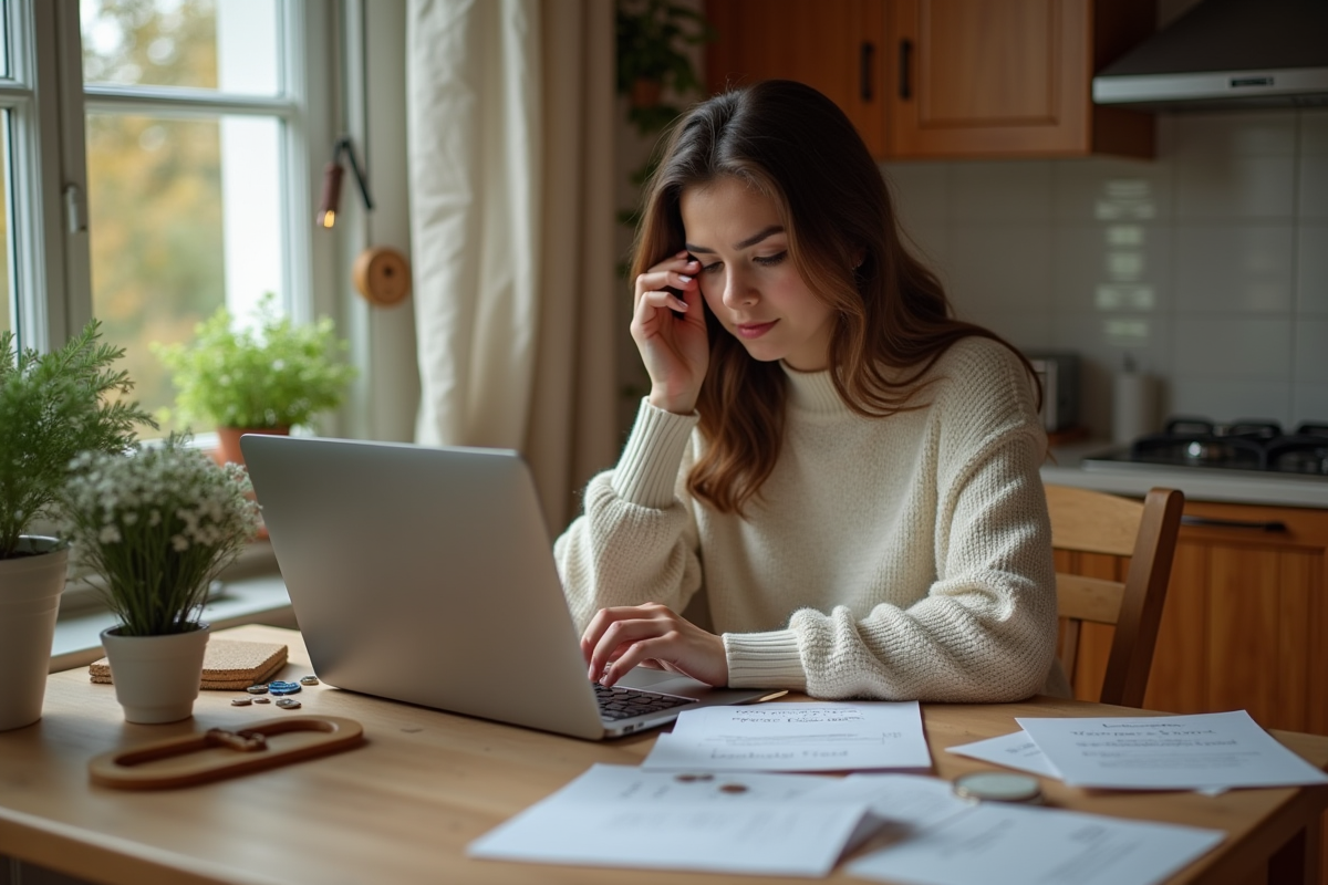 Jeune femme faisant des dons à la maison