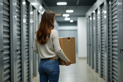 Femme organisant un espace de stockage intérieur