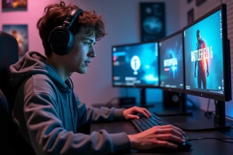 Jeune homme gamer ajustant la sensibilité de sa souris gaming