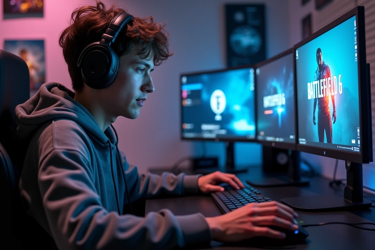 Jeune homme gamer ajustant la sensibilité de sa souris gaming