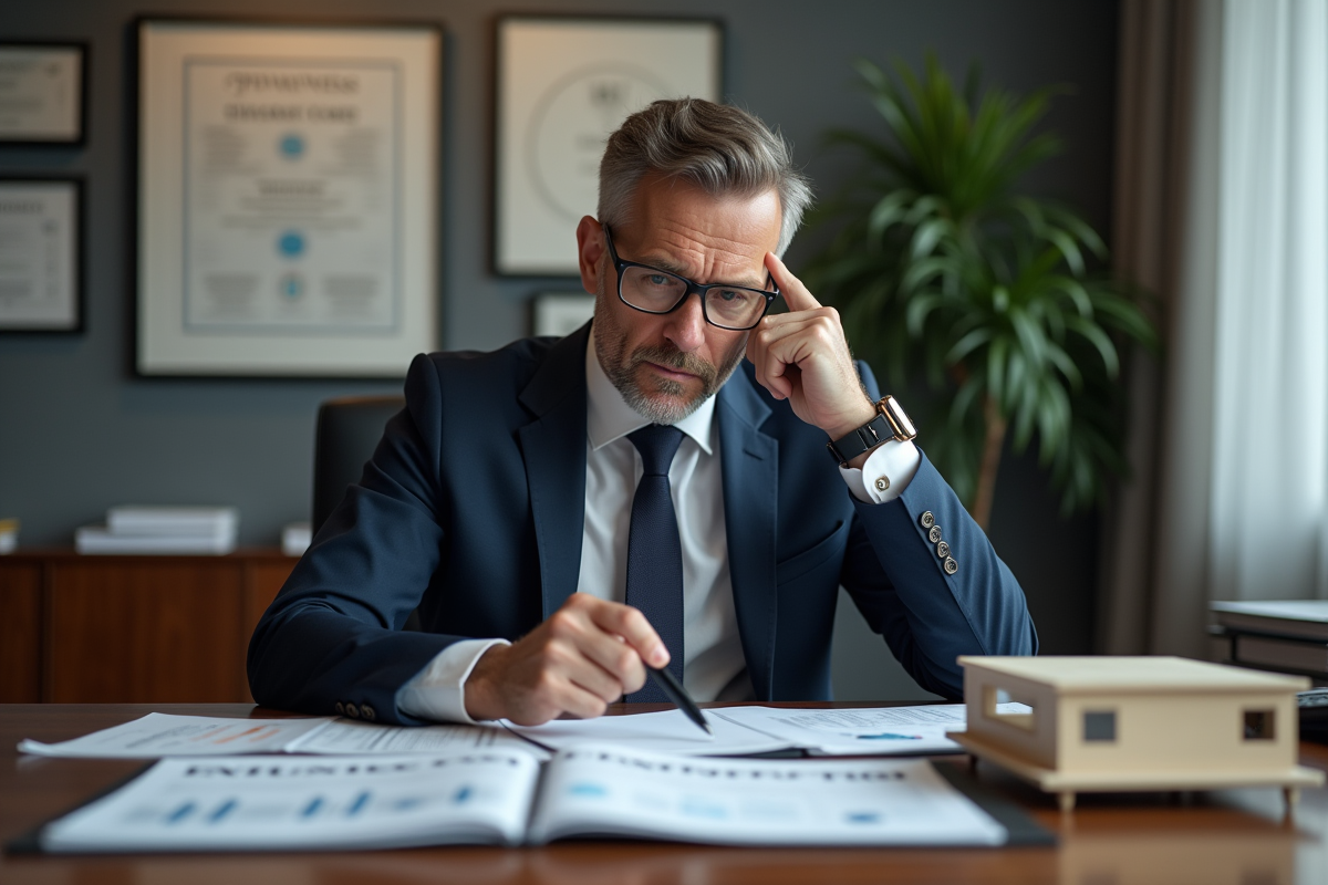 Homme d'affaires en costume dans un bureau moderne