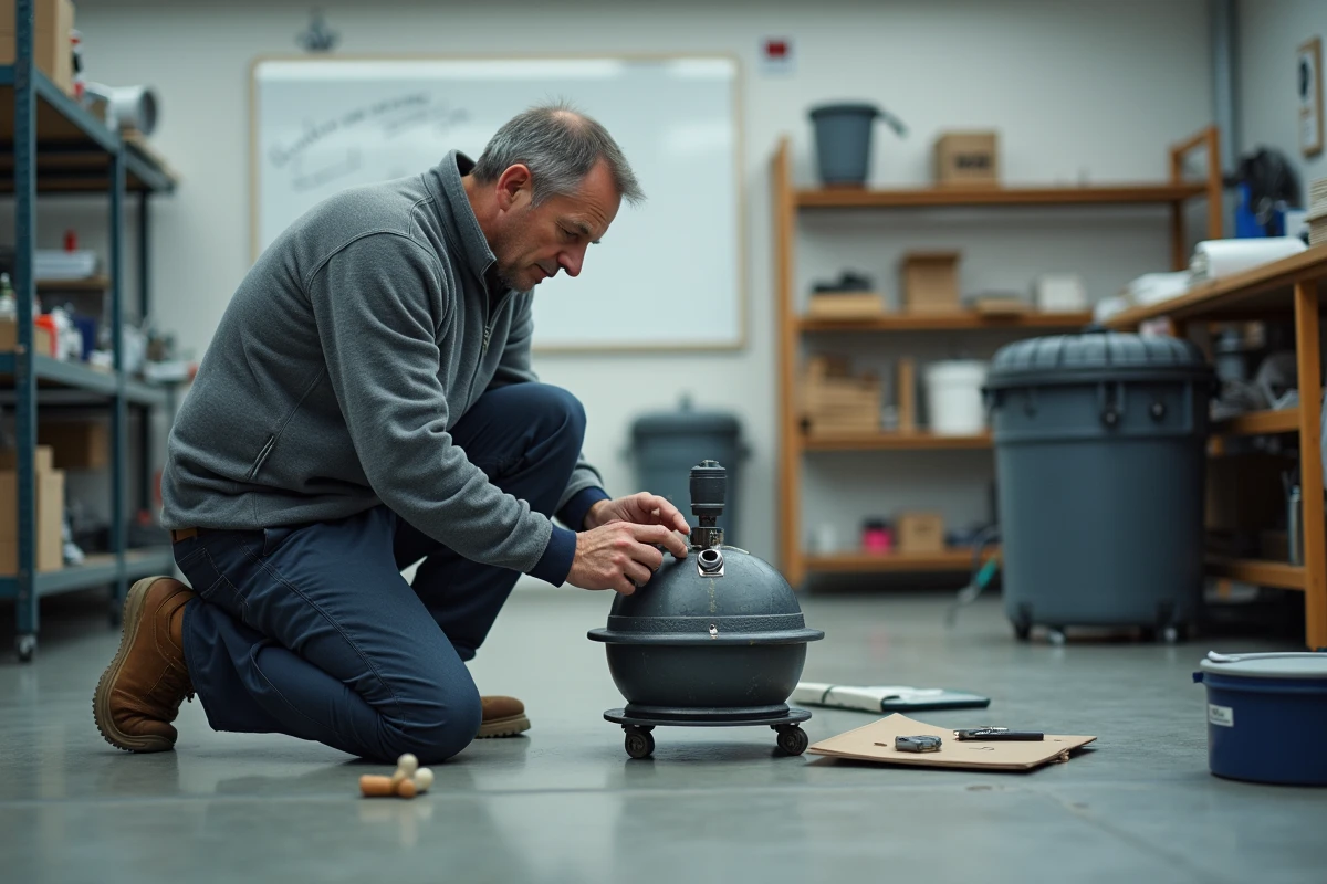 Homme assemblant une station d