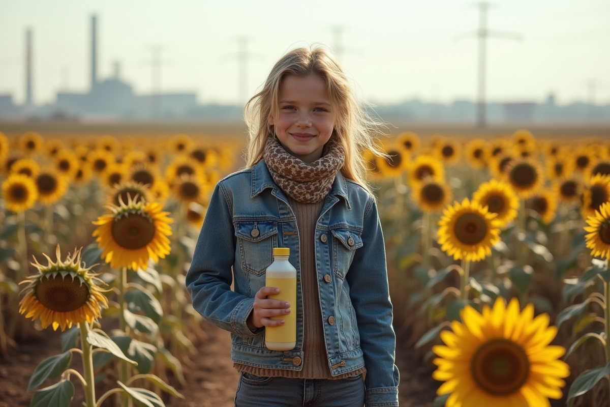 Jeune fille avec bouteille d
