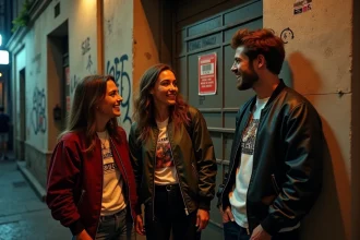 Groupe de jeunes dans une rue parisienne la nuit